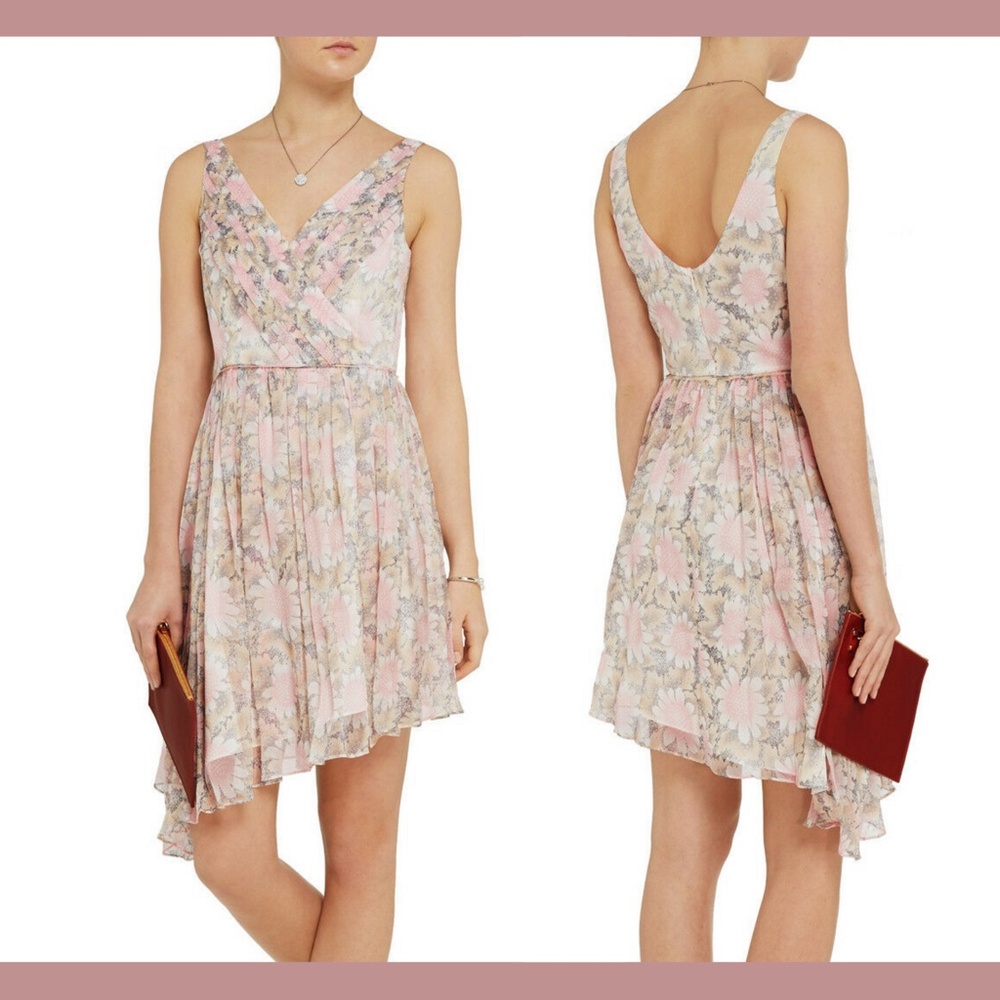 NEW $395‎ Elizabeth and James [size 6 ] Manette Floral Print Silk Dress